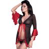 Baby doll et string noir et rouge