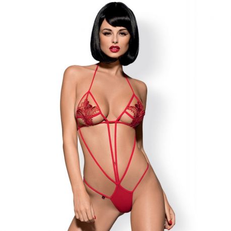 Body-string rouge brodé