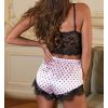 Pyjama short brassière femme satin rose et dentelle noire