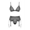 Ensemble lingerie noire 3 pièces dentelle