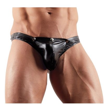 String simili cuir noir homme gonflant