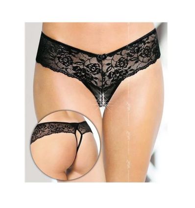 String ouvert dentelle noir