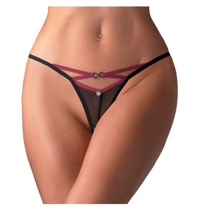 String ouvert bijou noir et pourpre