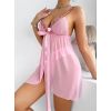 Babydoll sexy rose pâle transparente brodée