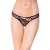 Mini string noir dentelle et strass