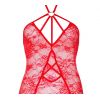 Body dentelle rouge semi transparent