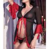 Baby doll et string noir et rouge